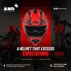 an advertisement for a helmet that extends expectations