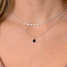 This layered onyx necklace is a set of 2 necklaces. The chains are sterling silver 925 that can be gold plated. They have an extension so that the size can be adjusted. The one necklace is a plain chain while the other has a teardrop stone on it. Dainty Teardrop Necklace For Layering, Delicate Teardrop Pendant Chain For Layering, Delicate Chain Teardrop Necklace For Layering, Teardrop Delicate Chain Necklace For Layering, Silver Chain Anklet, Heart Ankle Bracelet, Vintage Gold Necklace, Silver Ankle Bracelet, Double Necklace