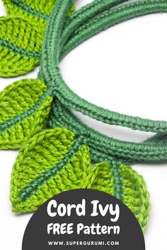 the cord is made with green yarn and has leaves on it