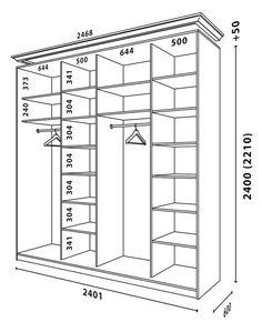 a drawing of a closet with shelves and shelving units in the measurements for each section