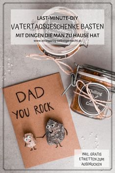 a greeting card with an image of two owls on it and the words dad you rock