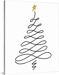 a drawing of a christmas tree with an ornament in the shape of a star