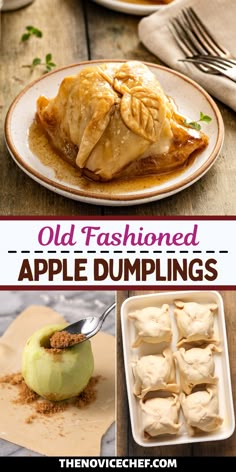 an old fashioned apple dumpling recipe on a plate