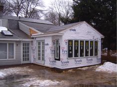 a house being built in the middle of winter