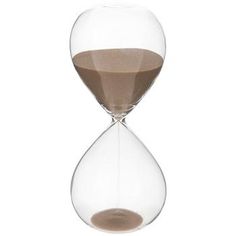 an hourglass with sand in it on a white background