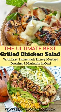 the ultimate best grilled chicken salad with easy homemade honey mustard dressing and marinade in one