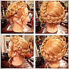 Halo braid updo Easy Halo Braid Tutorial, Halo Braid Updo, Braided Halo Braid, Braided Halo, Halo Braid Tutorials, Halo Braids, Halo Braid, Wow Hair Products, Halo Hair