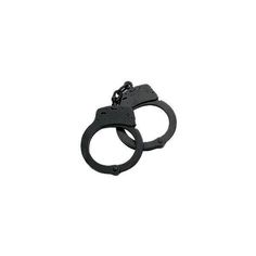 two black metal handcuffs on a white background