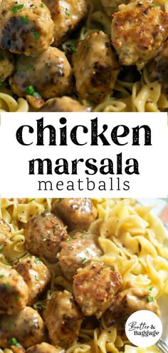 chicken marsala meatballs in a white bowl