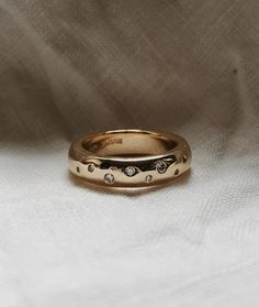 Gold Ring With Small Diamonds, Handmade Wedding Ring, Gold Ring Bands For Women, Ruusk Jewellery, Wedding Rings Modern, Nebula Ring, Modern Wedding Ring, Forever Ring, Newcastle Australia