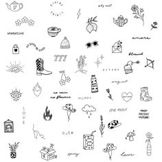 a bunch of doodles that are drawn on paper