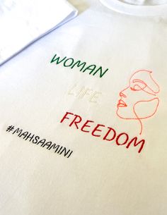 Woman Life Freedom Embroidered Unisex Feminist T-shirt Women - Etsy Women Life Freedom Shirt, Iran Women, Woman Life Freedom, Women In Iran, Women Right, Support Women, Women Power, Fashion Sketchbook, Women Life