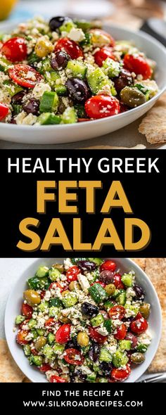 healthy greek feta salad with olives and tomatoes