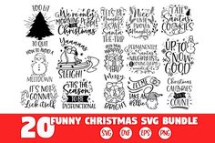 the 20 funny christmas svg bundle is available for use on all types of projects