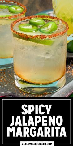 spicy jalapeno margarita cocktail with limes in it