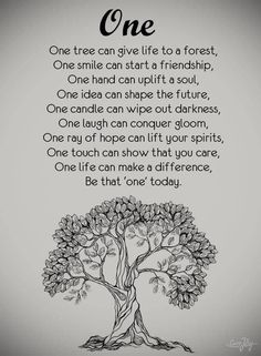 a drawing of a tree with the words, one tree can give life to a forest