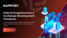 an ad for crypt exchange company with the words, hybrid crypt exchange development company and blockchai