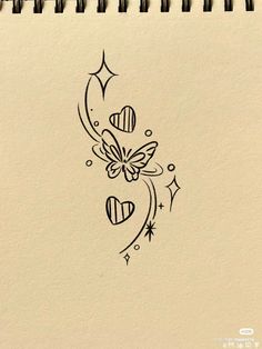 a drawing of a butterfly with stars on it