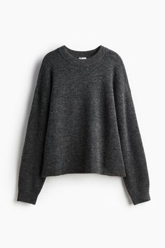 Soft  knit sweater with wool content. Round neckline  dropped shoulders  and long sleeves. Ribbing at neckline  cuffs  and hem. The Style Council, Style Council, Winter Inspo, Stockholm Style, Grey Crewneck, Grey Knit Sweater, Stockholm Fashion, Knitted Jumper, My Clothes