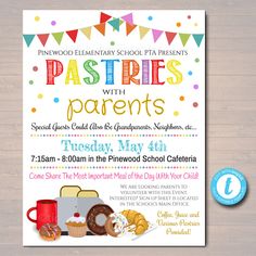 an advertisement for pastries with parents