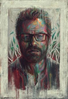 a painting of a man with glasses and beard