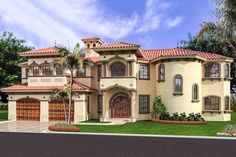 this is an artist's rendering of a luxury home in the floridan style