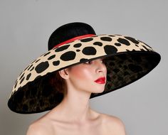 The Carolina Large Polka Dot audreyhepburn Inspired Large Dome Hat, Ideal for Weddings, Royal Ascot, Kentucky Derby, Mother of the Bride - Etsy Unusual Hats, Sinamay Fabric, Audrey Hepburn Inspired, Sweat Band, Large Hats, Animal Portraits