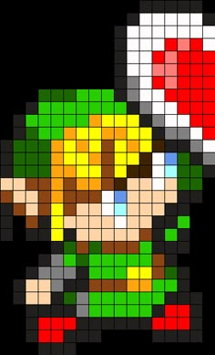 an image of a pixel art piece with different colors and shapes on it, including the head