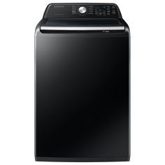 a black top load washer on a white background