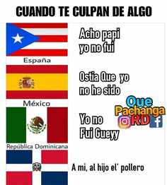 the flags of different countries are shown in spanish and latin american language, with captioning below