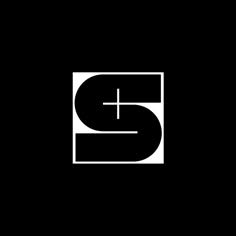 a black and white logo with the letter s in it's center, on a dark background