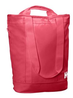 a large pink tote bag with the word h in white on it's side