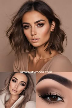 19 Amazing Makeup Ideas for Brown Eyes Plus Tutorials Easy Makeup For Black Dress, Smoky Eyes For Brown Eyes, Black Dress Makeup Ideas Brown Eyes, Make Up For Dark Brown Eyes, Makeup Dark Brown Eyes, Photo Shoot Makeup Ideas, Jewelry For Black Dress, Dark Brown Eyes Makeup, Wedding Guest Makeup Brown Eyes