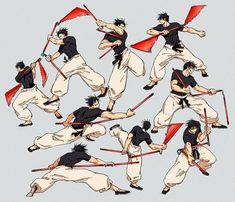 an image of various poses of ninjas