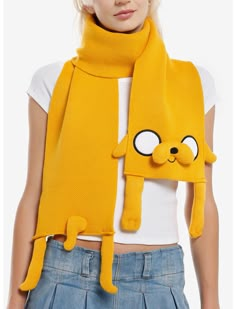 Adventure Time Long Jake Scarf | Hot Topic Come Along With Me Adventure Time, Jake The Dog Cosplay, Hot Topic Accessories, Adventure Time Items, Adventure Time Kandi, Gift Wishlist Ideas, Adventure Time Backpack, Adventure Time Merch, Adventure Time Crochet