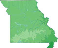 a map of the united states with rivers and lakes highlighted in bright green on a white background