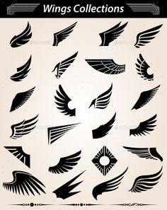 wings collection in black and white - decorative objects objects / objects clippings on separate layers