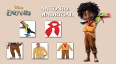 an animated character with many different outfits