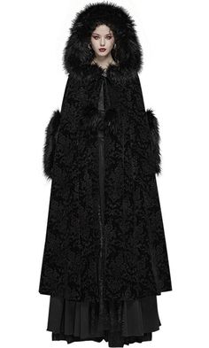 Long Cape Coat, Fur Decor, Long Cape, Style Steampunk, Winter Collars, Normal Clothes, Long Coat Women, Hooded Cloak