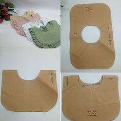 four pictures of different pieces of paper with the cut out and sewing instructions on them