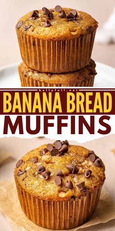 Love banana bread? Try these Banana Bread Muffins! Perfect for easy back to school recipes, they're rich and studded with chocolate chips and toffee bits. A quick breakfast on the go! Banana Bread Muffins Recipe, Bread Muffins Recipe, Back To School Recipes, Banana Bread Muffin Recipe, Toffee Chips, Banana Muffin, Amazing Meals, Homemade Sandwich, School Recipes