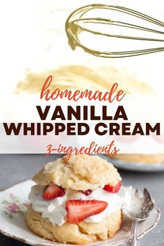 Strawberry short cake biscuit with whipped cream. Easy Homemade Whipped Cream, Sweet Sauce Recipes, Perfect Whipped Cream, Easy Sauce Recipe, Homemade Whipped Cream Recipe, Flavored Whipped Cream, Whipped Cream Recipe, Recipes With Whipping Cream