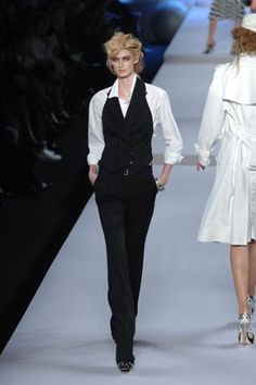 I was looking at alternatives to dresses for my future #LGBT wedding and found this picture as a bit of starter inspiration. Suit Vest Outfits For Women, Suit Vest Outfits, Suit Vest Women, Bartender Outfit, Vest Outfits For Women, Woman In Suit, Woman Vest, Black Outfits, Lesbian Wedding