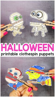 Halloween Clothespin Puppets - Easy Peasy and Fun Halloween Make And Take Crafts, Kids Halloween Arts And Crafts Easy, Halloween Arts And Crafts For Middle School, Halloween Craft For Party, Halloween Class Party Crafts Kindergarten, Q Tip Halloween Craft, Halloween Crafts School Age, Halloween Craft For Class Party, Halloween Class Projects