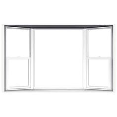 an open window on a white background