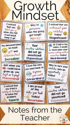 the growth minds poster for teachers to use in their homeschool classroom, with text that reads notes from the teacher