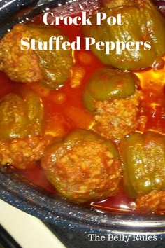 the crock pot stuffed peppers is ready to be cooked in the slow cooker