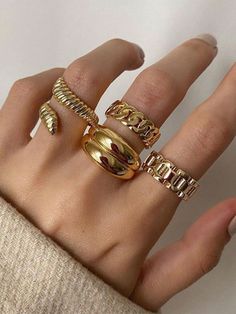 Beautiful Wedding Rings Diamonds, Chunky Gold Jewelry, Chunky Jewelry, Gold Collar, Knuckle Rings, Chunky Rings