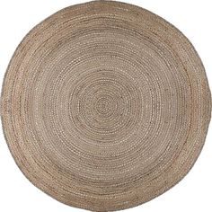 a round rug with an oval design on the center and bottom, made out of jute