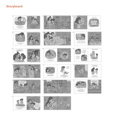 the storyboard is filled with pictures and text